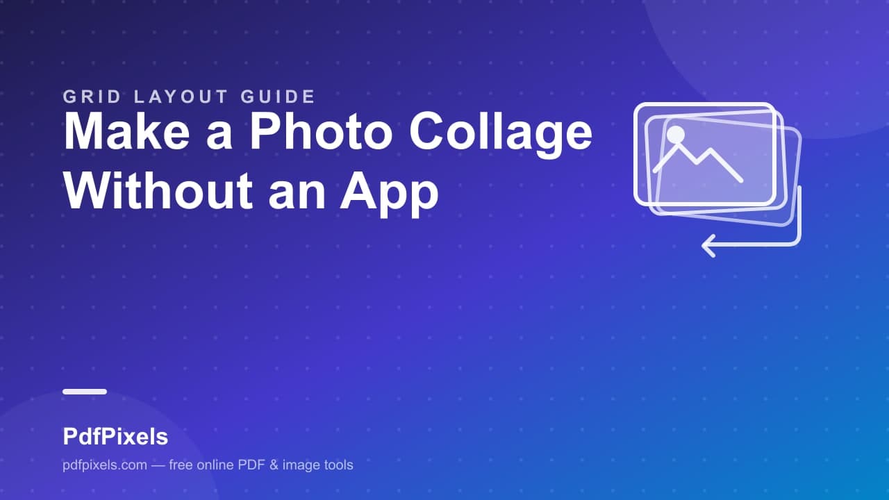 Six photos arranged into a clean grid collage on a screen, with layout and spacing controls beside it