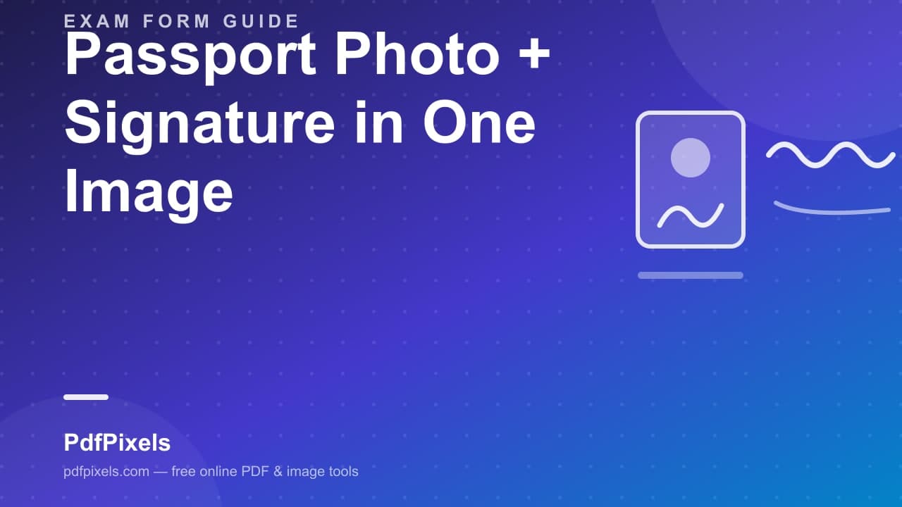 A passport-style photograph and a handwritten signature merged side by side into one small JPG image for an online exam form upload